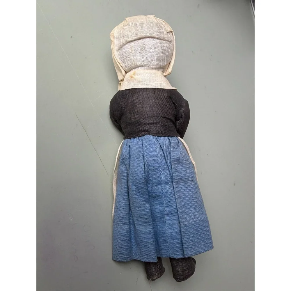Vintage Handmade Cloth Folk Art Doll Evangeline Embroidered Prairie‎ Dress 15